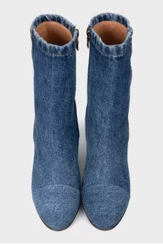 Denim ankle boots with zipper