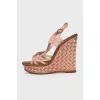 Pink fabric and suede sandals