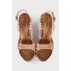 Pink fabric and suede sandals