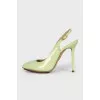Green Leather Slingbacks