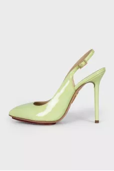 Green Leather Slingbacks
