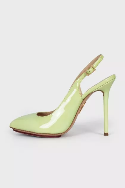 Green Leather Slingbacks