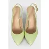 Green Leather Slingbacks