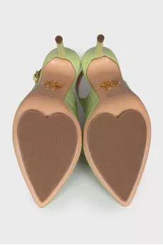 Green Leather Slingbacks