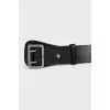 Leather belt with double buckle