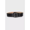 Leather belt with double buckle