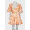 Linen and silk dress with floral print