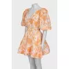 Linen and silk dress with floral print