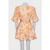 Linen and silk dress with floral print