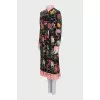 Black silk dress with floral print