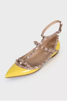 Желтые балетки Rockstud