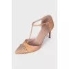 Beige shoes with metallic decor