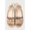Leather sandals with textile bow