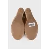 Leather sandals with textile bow