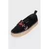 Suede Espadrilles with Crystals
