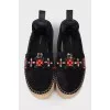 Suede Espadrilles with Crystals