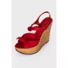 Red sandals with woven soles