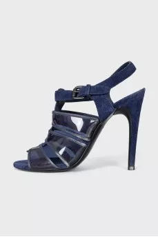 Blue suede and leather sandals