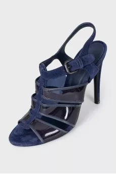 Blue suede and leather sandals