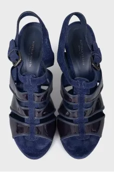 Blue suede and leather sandals