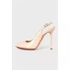 Beige Patent Leather Slingbacks
