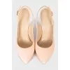 Beige Patent Leather Slingbacks