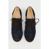 Black shoes with a blue suede insert