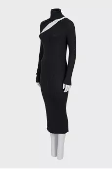 Wool dress with detachable sleeve