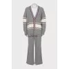 Cashmere cardigan and trousers suit