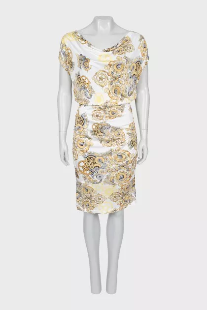 White Printed Sleeveless Dress