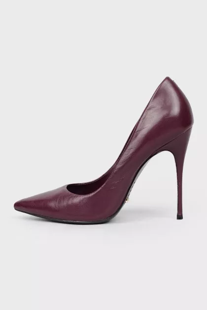 Purple leather stilettos