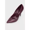 Purple leather stilettos