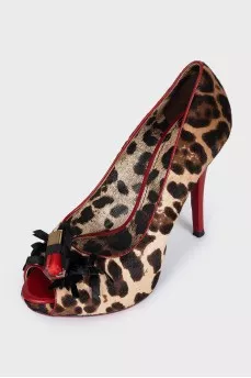 Pony skin open toe shoes