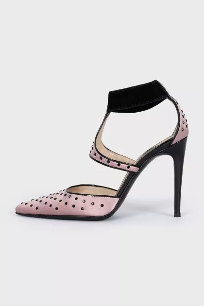 Textile shoes with black rhinestones