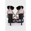Textile shoes with black rhinestones