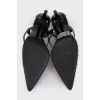 Textile shoes with black rhinestones