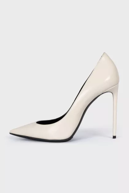 White leather pumps