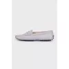 Grey suede moccasins