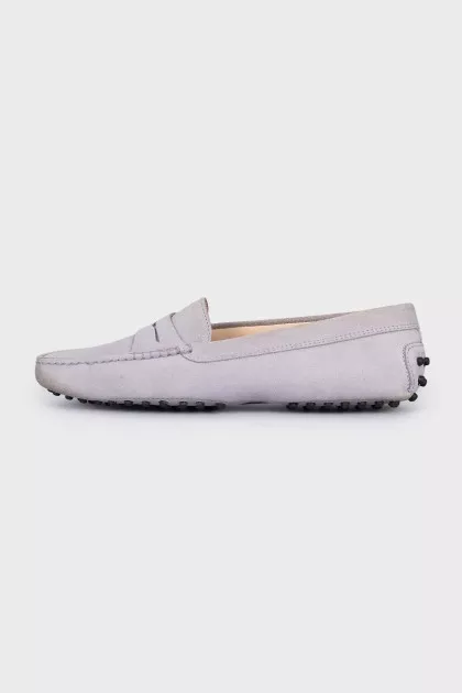 Grey suede moccasins