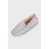 Grey suede moccasins