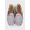 Grey suede moccasins