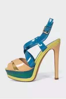 Leather sandals with high heels