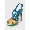 Leather sandals with high heels