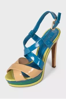Leather sandals with high heels