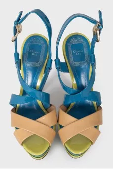 Leather sandals with high heels