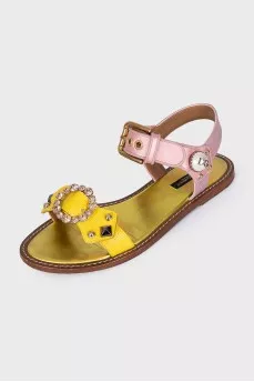 Two-tone crystal sandals