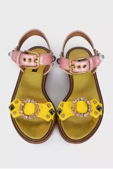 Two-tone crystal sandals
