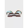 Three-color sandals with crystals