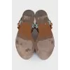 Three-color sandals with crystals