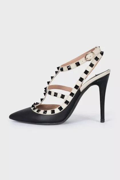 Rockstud Leather Slingbacks